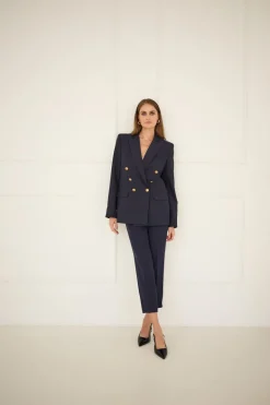 Double-breasted Jacket Navy Blue<Enteliér Best