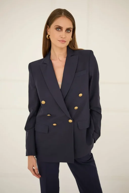 Double-breasted Jacket Navy Blue<Enteliér Best