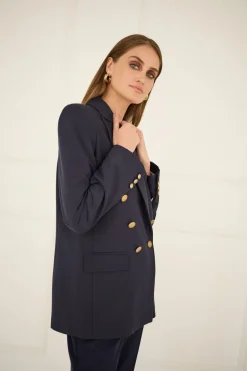 Double-breasted Jacket Navy Blue<Enteliér Best