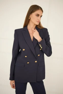 Double-breasted Jacket Navy Blue<Enteliér Best
