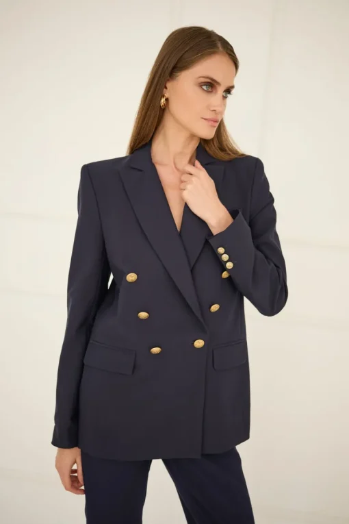 Double-breasted Jacket Navy Blue<Enteliér Best