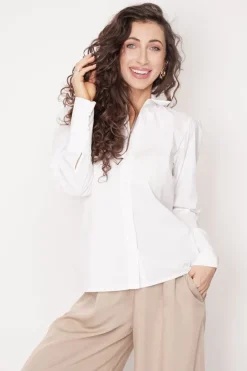 Elia Button-Up Shirt White<ANGELL Hot