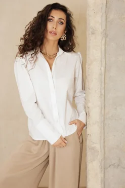 Elia Button-Up Shirt White<ANGELL Hot