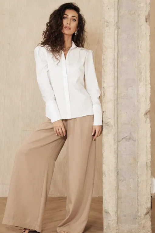 Elia Button-Up Shirt White<ANGELL Hot