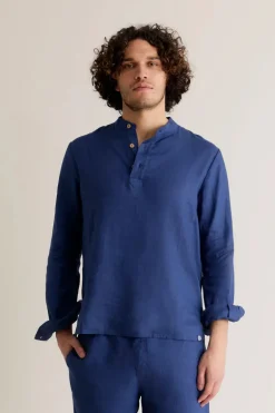 Elijah Linen Long Sleeve Navy Blue<KOMODO Fashion
