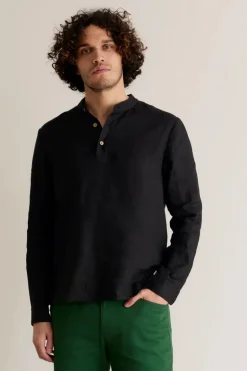 Elijah Linen Long Sleeve Black<KOMODO Discount