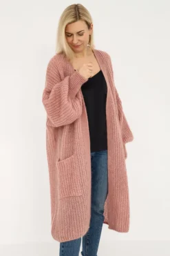 Mohair Alpakka Pitkä Neuletakki Vaaleanpunainen<Enteliér Clearance