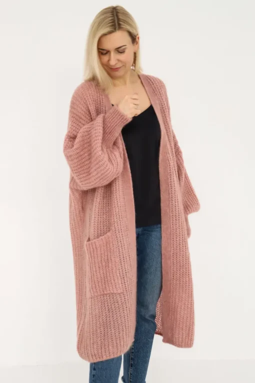 Mohair Alpakka Pitkä Neuletakki Vaaleanpunainen<Enteliér Clearance