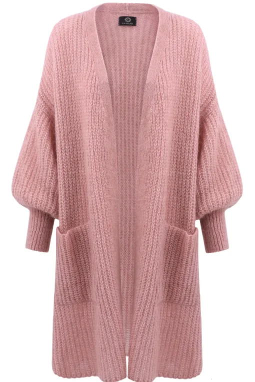 Mohair Alpakka Pitkä Neuletakki Vaaleanpunainen<Enteliér Clearance