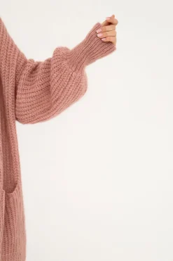 Mohair Alpakka Pitkä Neuletakki Vaaleanpunainen<Enteliér Clearance