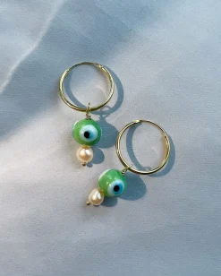 Evil Eye Korvarenkaat Vihreä<NAKU Jewellery Outlet
