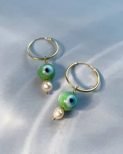 Evil Eye Korvarenkaat Vihreä<NAKU Jewellery Outlet