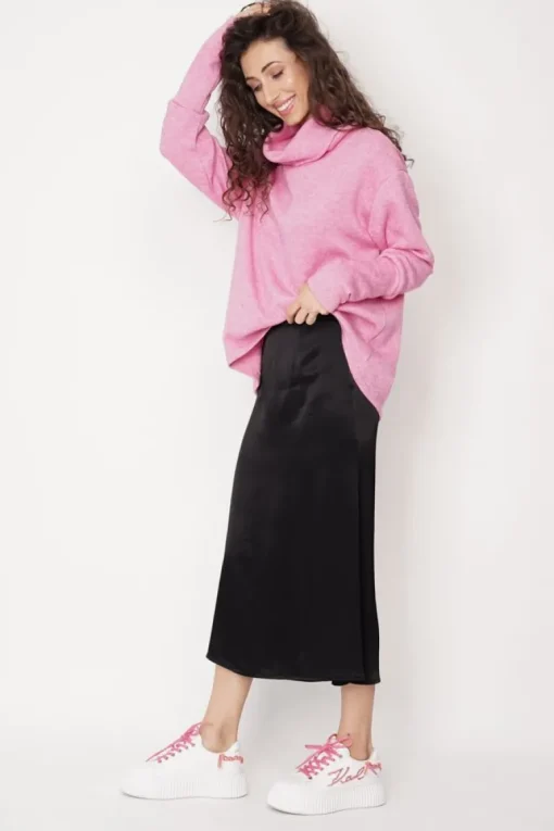 Feme Satin Skirt Black<ANGELL Clearance