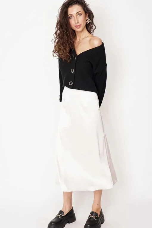 Feme Satin Skirt Champagne White<ANGELL Best