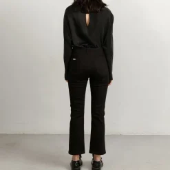Flared Black Jeans With Matching Stitch Cropped<Studio Heijne Best