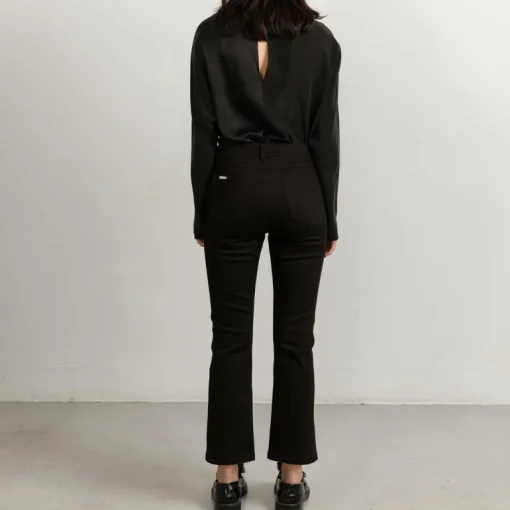 Flared Black Jeans With Matching Stitch Cropped<Studio Heijne Best