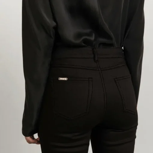 Flared Black Jeans With Matching Stitch Cropped<Studio Heijne Best
