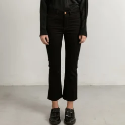 Flared Black Jeans With Matching Stitch Cropped<Studio Heijne Best