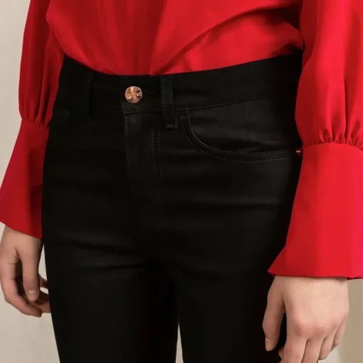 Flared Black Jeans With Matching Stitch Cropped<Studio Heijne Best