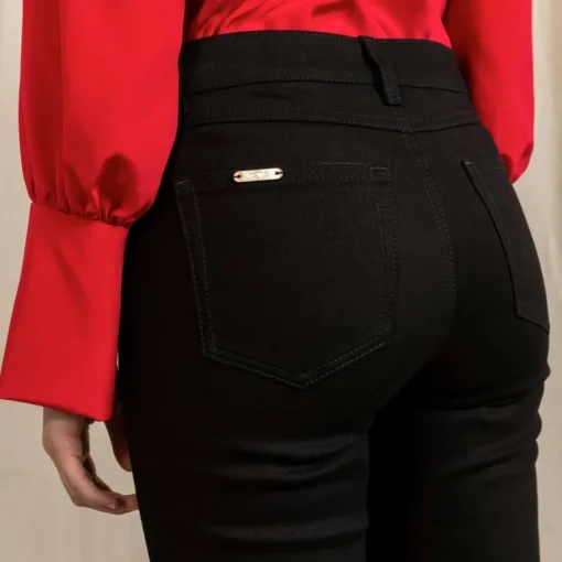 Flared Black Jeans With Matching Stitch Cropped<Studio Heijne Best