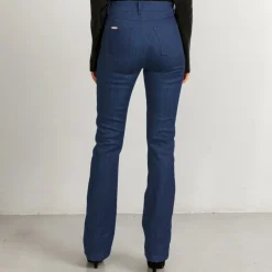 Flared Jeans In Mid Blue With Matching Stitch Long<Studio Heijne Clearance