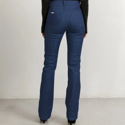 Flared Jeans In Mid Blue With Matching Stitch Long<Studio Heijne Clearance