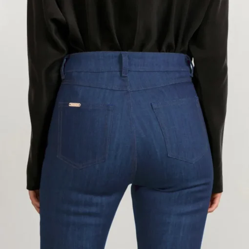 Flared Jeans In Mid Blue With Matching Stitch Long<Studio Heijne Clearance