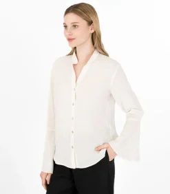 Flared Sleeve Shirt White<Elizabeth LaGre Store