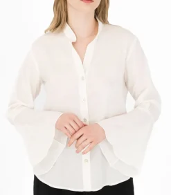 Flared Sleeve Shirt White<Elizabeth LaGre Store