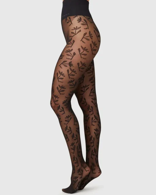 Flora Flower Sukkahousut Musta<Swedish Stockings Flash Sale