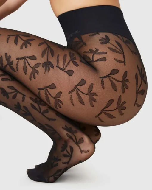 Flora Flower Sukkahousut Musta<Swedish Stockings Flash Sale
