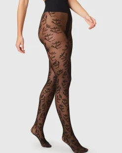 Flora Flower Sukkahousut Musta<Swedish Stockings Flash Sale