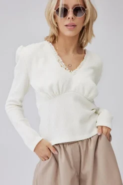 Flora Frill Blouse Beige<ANGELL Discount