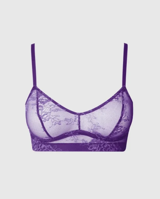 Floral Läpikuultavat Balconette Rintaliivit Violetti<UNDERSTATEMENT Shop
