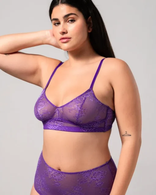 Floral Läpikuultavat Balconette Rintaliivit Violetti<UNDERSTATEMENT Shop