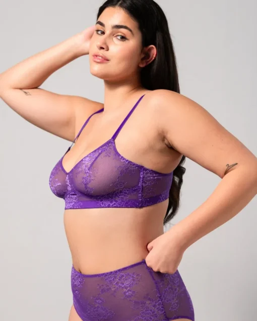 Floral Läpikuultavat Balconette Rintaliivit Violetti<UNDERSTATEMENT Shop