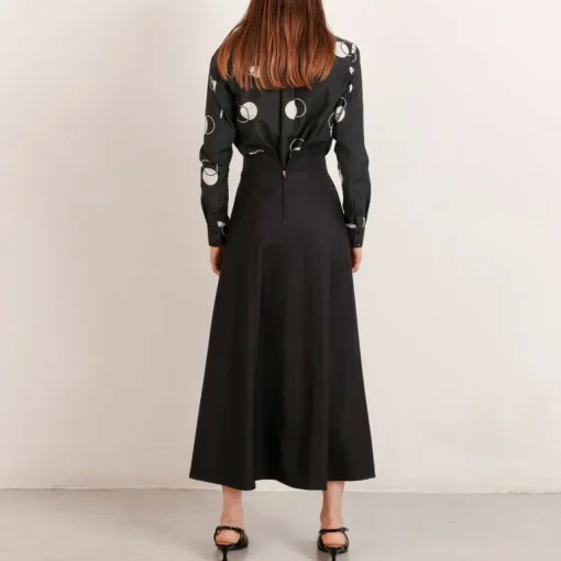 Flow Long A-Line Wool Skirt Black<Studio Heijne Cheap