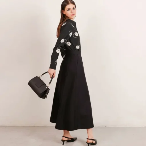 Flow Long A-Line Wool Skirt Black<Studio Heijne Cheap