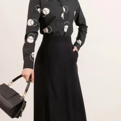 Flow Long A-Line Wool Skirt Black<Studio Heijne Cheap