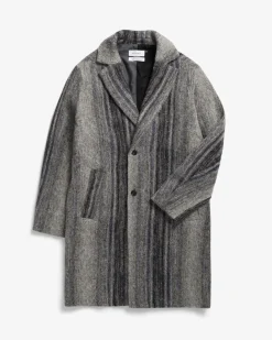 Formal Unisex Wool-Blend Coat Grey Stripe<Rotholz Clearance