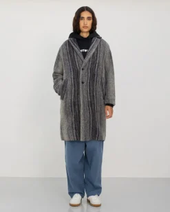 Formal Unisex Wool-Blend Coat Grey Stripe<Rotholz Clearance