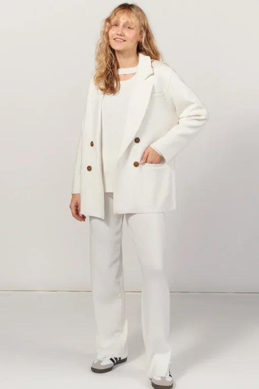 Forza Knitted Merino Blazer White<Salanida New