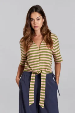Freesia Sleeveless Top Stripes Pink and Green<KOMODO Clearance