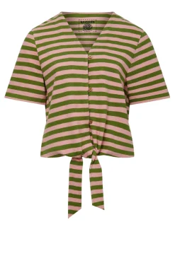 Freesia Sleeveless Top Stripes Pink and Green<KOMODO Clearance