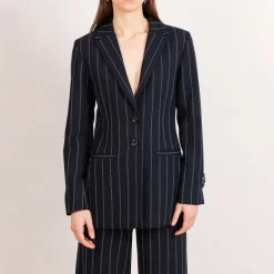 Grace Wool Pinstripe Blazer Black<Studio Heijne Fashion