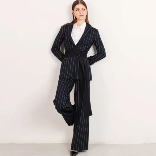 Grace Wool Pinstripe Blazer Black<Studio Heijne Fashion