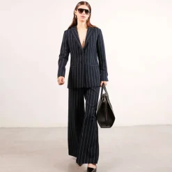 Grace Wool Pinstripe Blazer Black<Studio Heijne Fashion