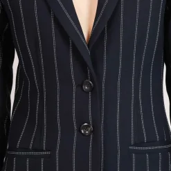 Grace Wool Pinstripe Blazer Black<Studio Heijne Fashion