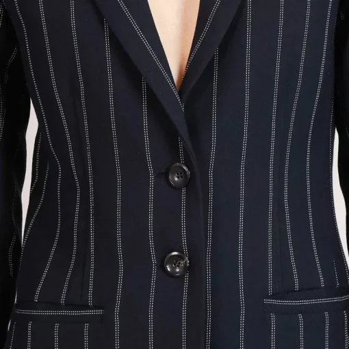 Grace Wool Pinstripe Blazer Black<Studio Heijne Fashion