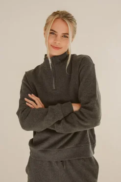 Half Zip Sweater Dark Grey<Pura Clothing Online